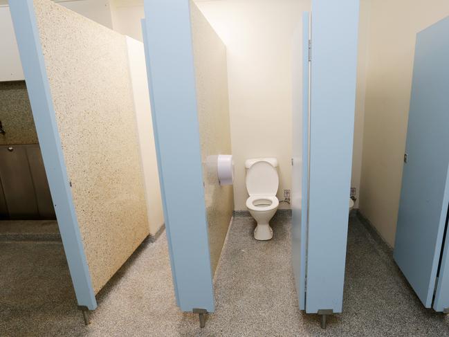 MP Neil Angus is lobbying for the state govt to upgrade Livingstone PS. He will have school council president  Andrew Freeman with him to get a photo for the campaign..Boys and Girls toilets for over 300+ children Picture Norm Oorloff