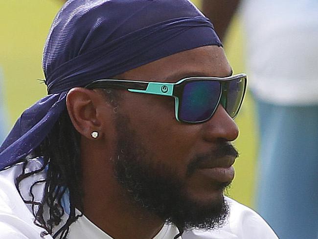 Chris Gayle. The West Indies world cup cricket team training at Waverly oval today.