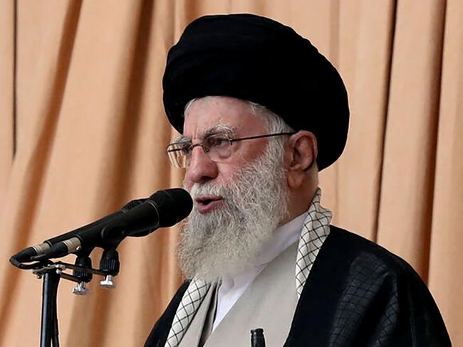 A handout picture provided by the Iranian Supreme Leader Ali Khamenei's office shows him speaking during the Friday prayer ceremony in Tehran on October 4, 2024. Iran's supreme leader Ayatollah Ali Khamenei, delivering a rare Friday sermon in Arabic, defended this week's missile attack on Israel that deepened fears of a regional war and praised allies' defiance. (Photo by KHAMENEI.IR / AFP) / RESTRICTED TO EDITORIAL USE - MANDATORY CREDIT "AFP PHOTO / HO / KHAMENEI.IR" - NO MARKETING NO ADVERTISING CAMPAIGNS - DISTRIBUTED AS A SERVICE TO CLIENTS