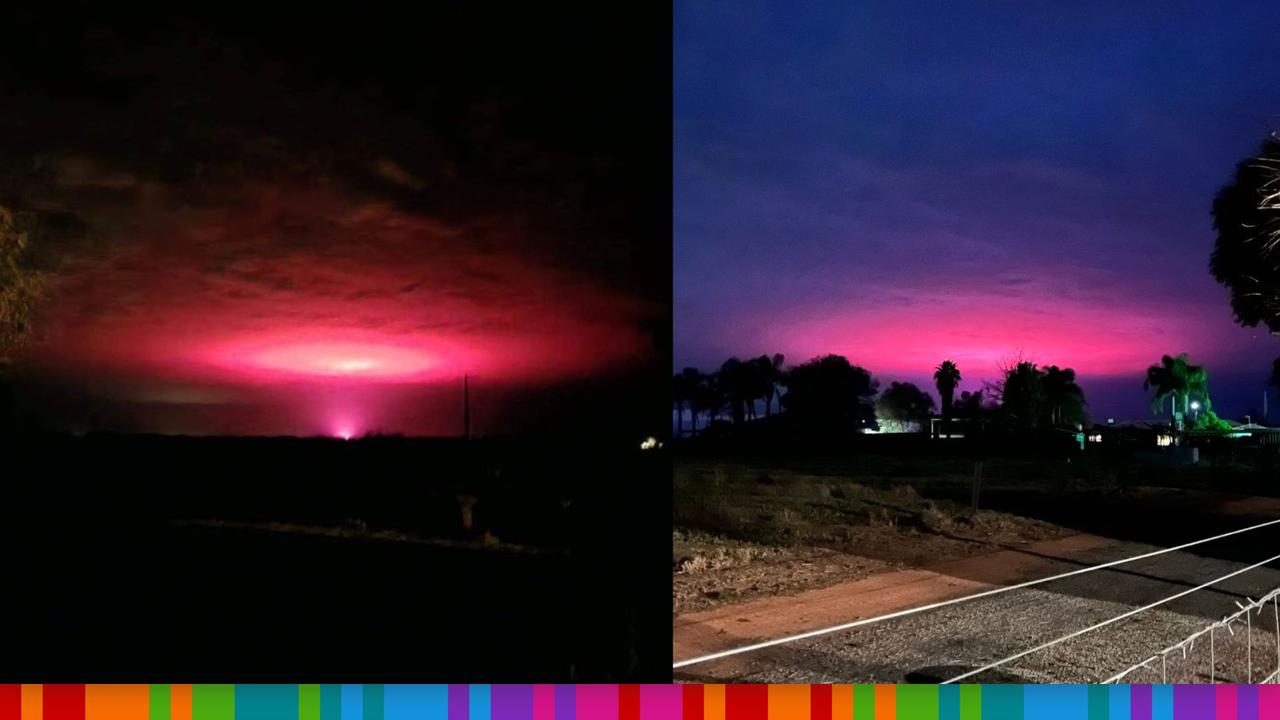 The eerie pink glow look like the final scene from Stranger Things. Picture: Twitter / @Tim_Green78