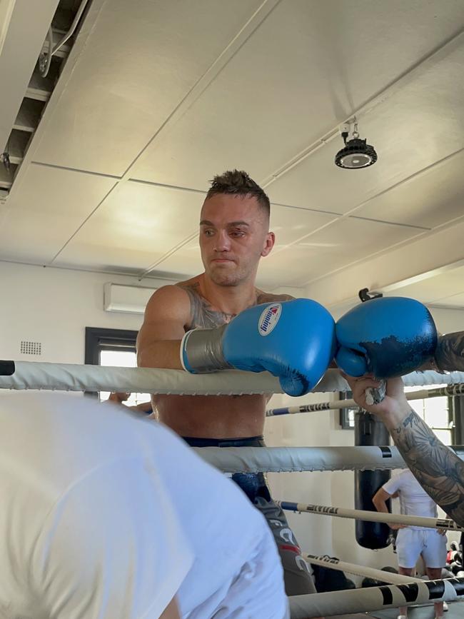 Sam Goodman injured at boxing session. Photo: Brendan Bradford