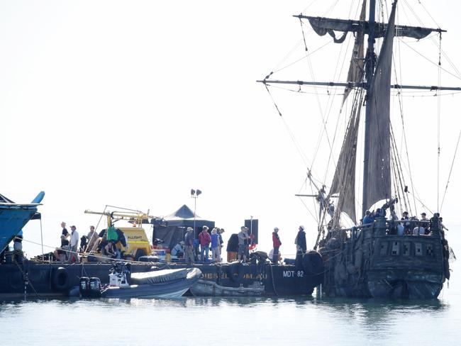 Pirates of the Caribbean filming at Raby Bay. Picture: Mark Calleja