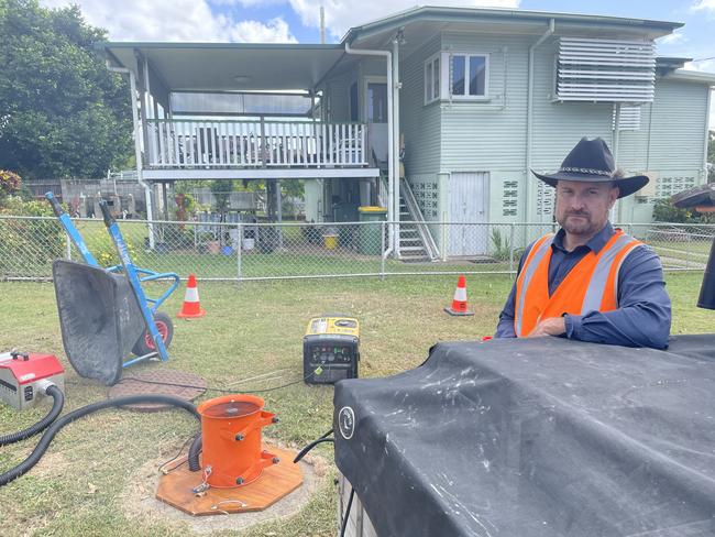 Townsville City Council’s Water and Resource Recovery general manager Travis Richards at a smoke testing site in Wulguru. Picture: Leighton Smith.