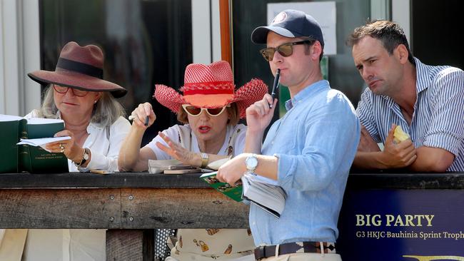 Easter Yearling Sales at William Inglis stables in Warwick Farm. Trainer Gai Waterhouse casts her eye over this years stock with her co-trainer Adrain Bott. Picture: Toby Zerna