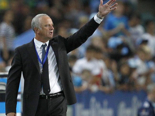 Sydney FC manager Graham Arnold gestures to his players during their A-League soccer match against Melbourne Victory at the Allianz Stadium in Sydney, NSW. Picture David Moir 14/2/2015