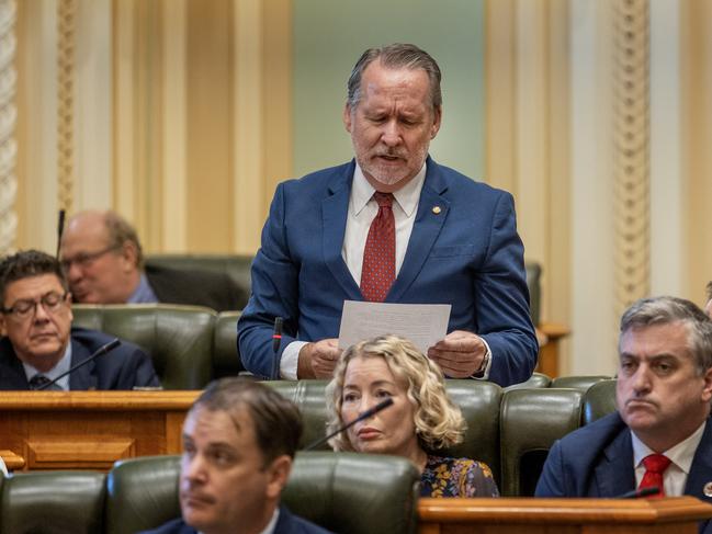 Member for Ipswich West Jim Madden in parliament