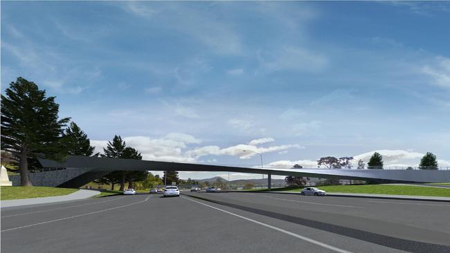 An artist’s impression of Remembrance Bridge between the Cenotaph and the Aquatic Centre. Picture: Hobart City Council