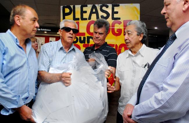 Councillor Vince Del Gallego with residents opposing the South Dural development.