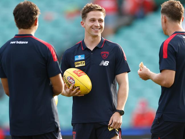 Jack Billings started his Melbourne career as the sub. Picture: Michael Willson/AFL Photos via Getty Images