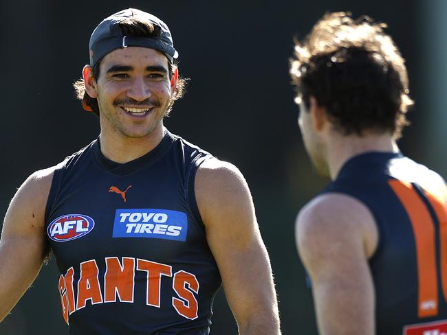 Toby Bedford and Brent Daniels during GWS Giants training on May 10, 2023.  Photo by Phil Hillyard(Image Supplied for Editorial Use only - **NO ON SALES** - Â©Phil Hillyard )