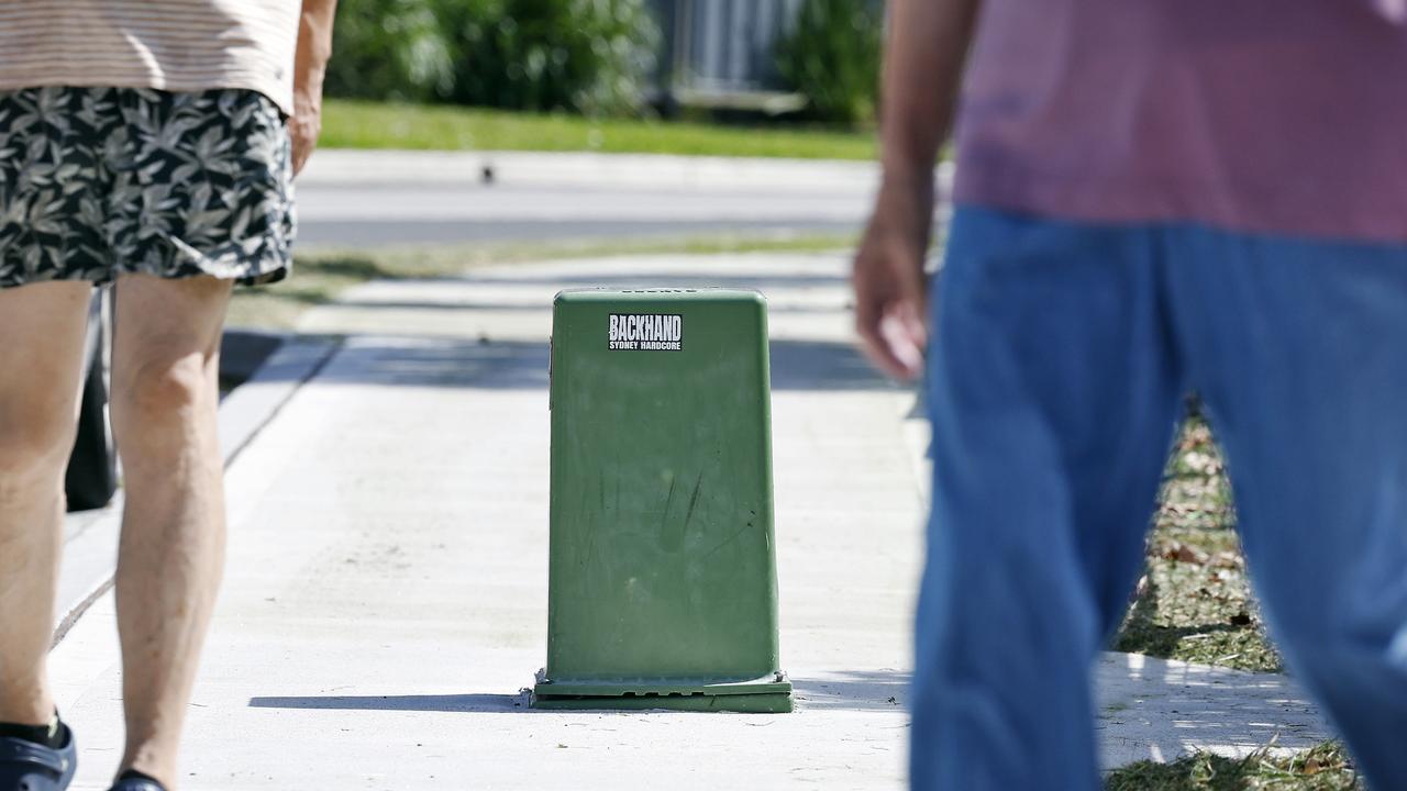 An electrical box in the middle of the footpath in Wolli Creek. Picture: Sam Ruttyn