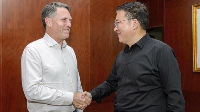 Richard Marles, left, meets Guo Yezhou in Beijing in September 2019.