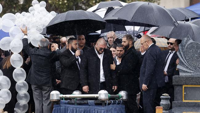 The funeral of Marina Morgan who was tragically killed while on her honeymoon with husband Robbie on Hamilton Island in the Whitsundays when the golf buggy they were in rolled. Husband Robbie Morgan says his last goodbyes.