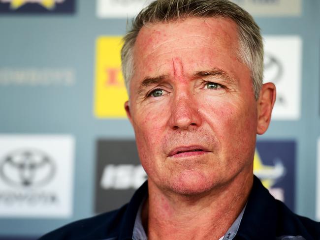 North Queensland Cowboys Coach Paul Green and CEO Jeff Reibel speak to media ahead of NRL's announcement of the season restart. Picture: Alix Sweeney