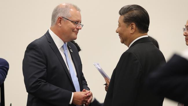 Prime Minister Scott Morrison meets with President Xi Jinping during the G20 in Osaka, Japan in 2019. Picture: Adam Taylor/PMO