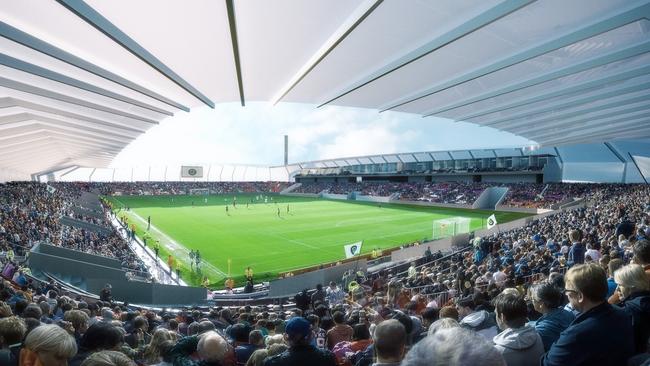 Artist's impression of the proposed Dandenong Stadium for Team 11's southeast Melbourne A-League bid.
