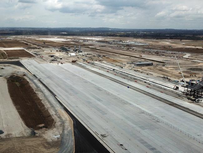 Western Sydney International Airport is taking shape and due to open in 2026. Picture: Jonathan Ng