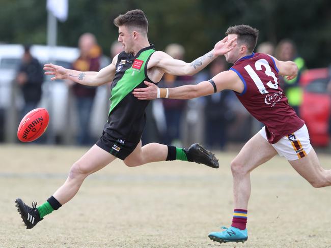 Lachie Batten on the burst for Doveton in the 2019 AFL Outer East Div 1 grand final. Picture: David Crosling