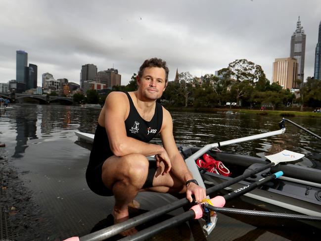 24/02/2017 Silver medal winning rower Karstern Forsterling before a training session on the Yarra River. Picture: David Geraghty, The Australian.