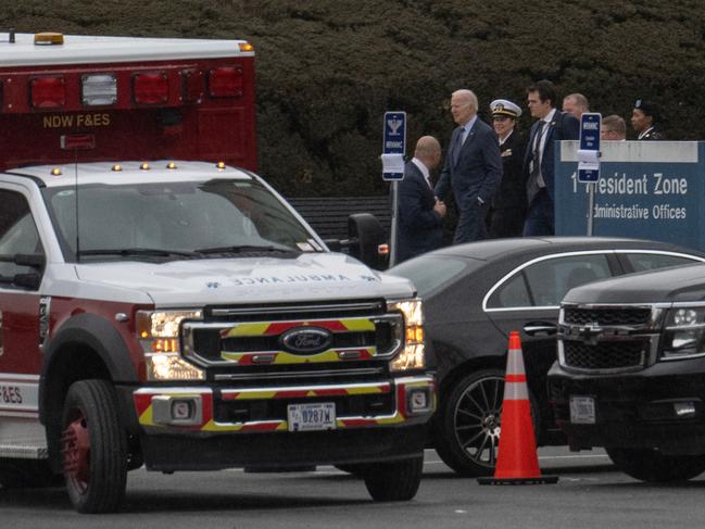 US President Joe Biden leaves Walter Reed National Military Medical Center. Picture: AFP