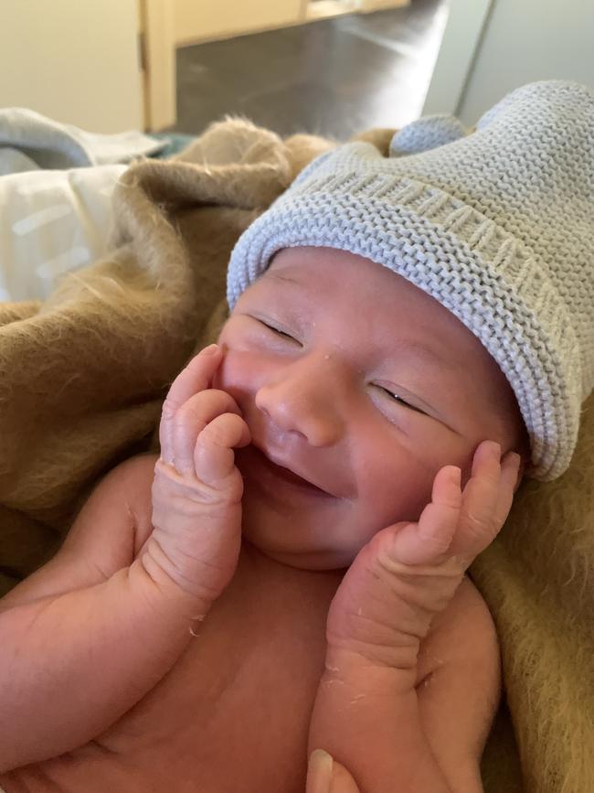 Kai Smith. Three months. Baby Kai is grinning with joy and so happy to think that his Pho Pho (grandma ) has flown in all the way from Borneo to change his nappy and of course give him lots of cuddles.