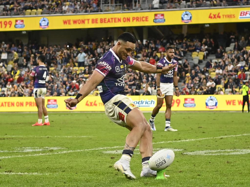 Valentine Holmes is a reliable kicker for the Cowboys. Picture: Getty Images