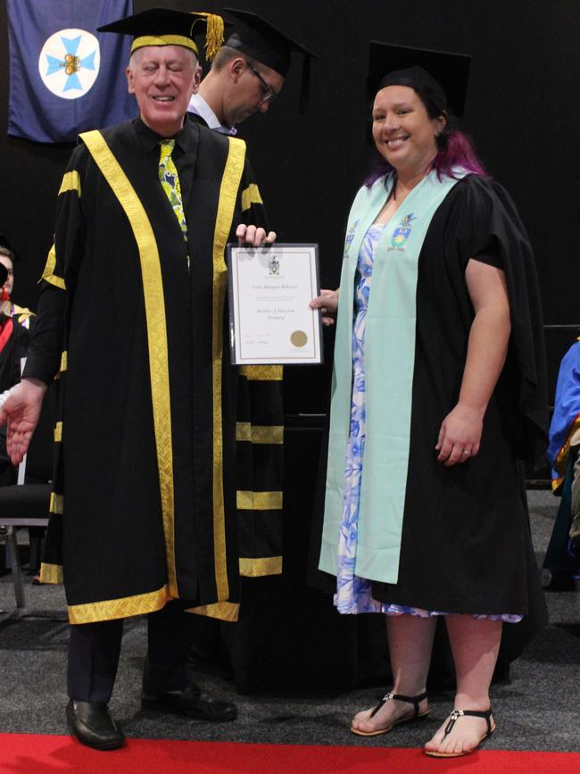 Yvette McKenzie graduated with a Bachelor of Education (Primary) at the CQUniversity graduation ceremony in Bundaberg on December 14, 2023.