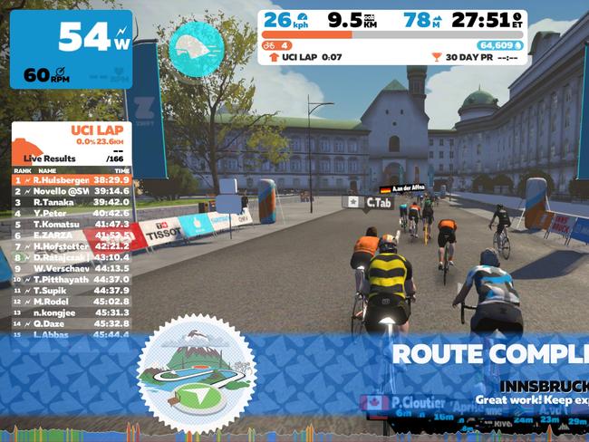 Chris Griffith uses the Zwift cycling app