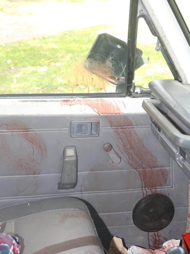 Blood inside the vehicle. Picture: Richard Gosling.