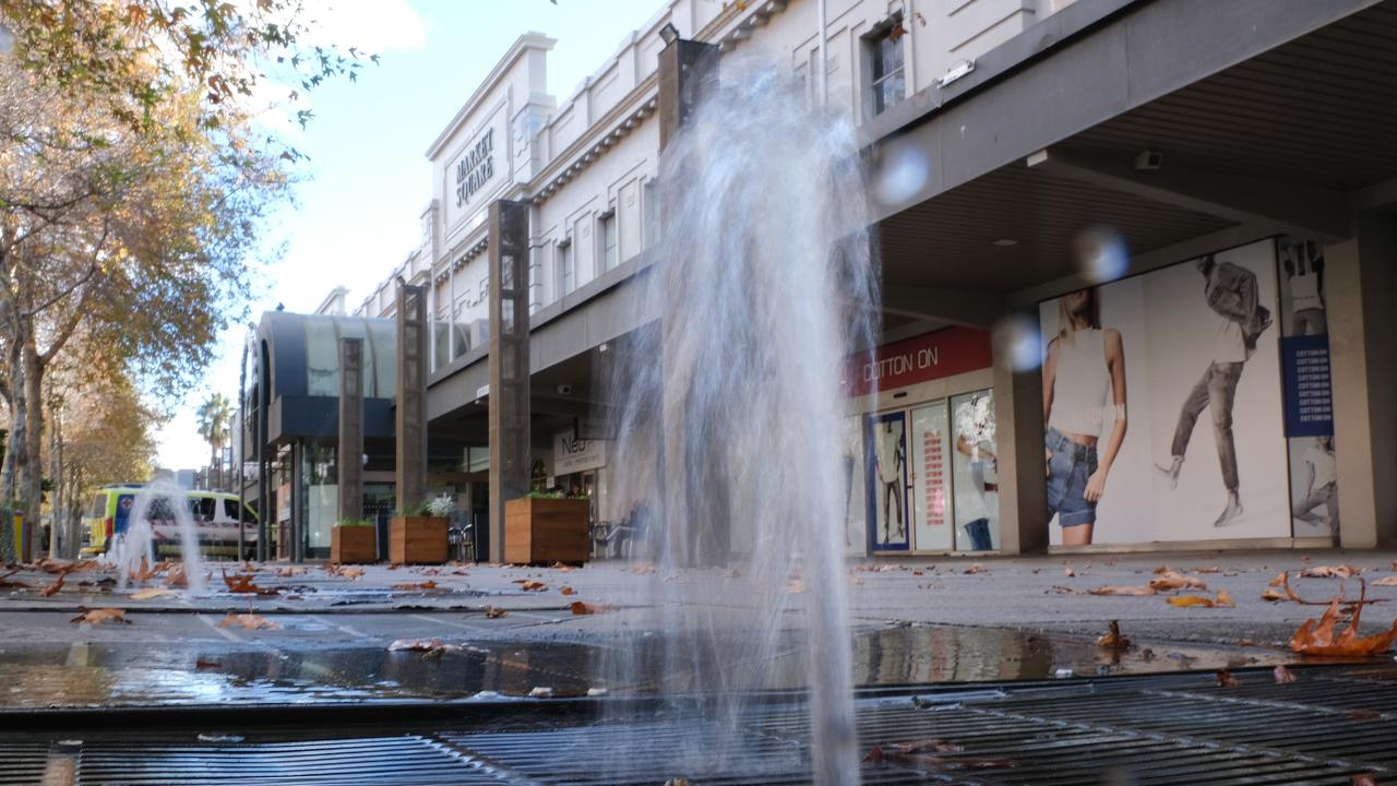 View of Little Malop Street Mall, fountain