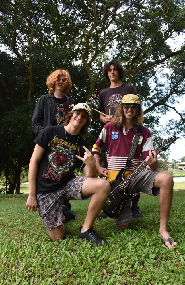 Ashton Shepherd, Brock Medhurst, Kai Appenzeller, and Jack Homewood of Bowen band Gleezus. Photo: Zoe Devenport