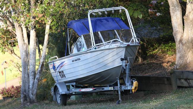 A boat seen parked on a kerb at Upper Coomera. Photo: Regi Varghese.