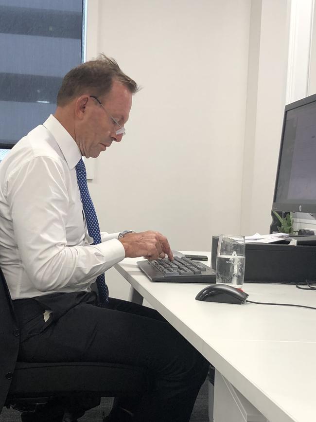 Tony Abbott at the Manly Daily office.