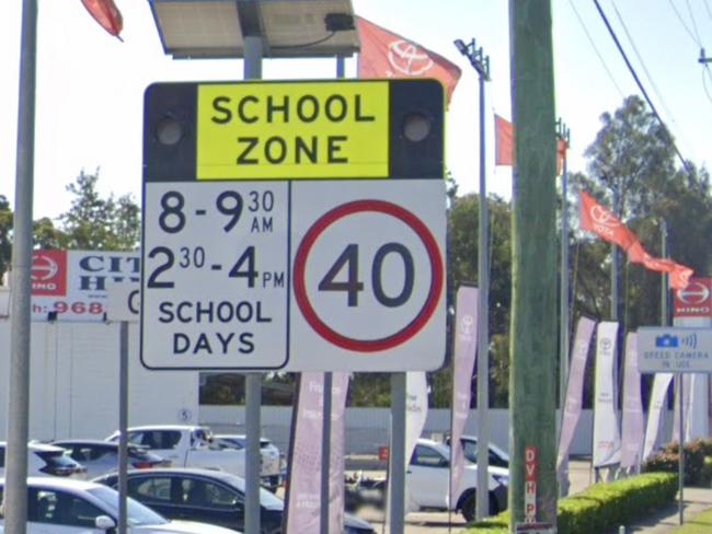 This school zone caught out the driver in Guildford, west of Sydney. Picture: Google Maps