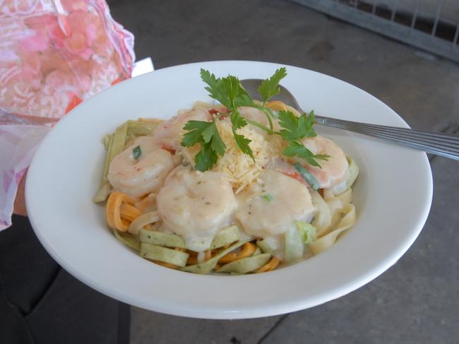 Fettuccine Garlic Prawns from Sorbellos, Mackay Photo Peter Holt/ Daily Mercury