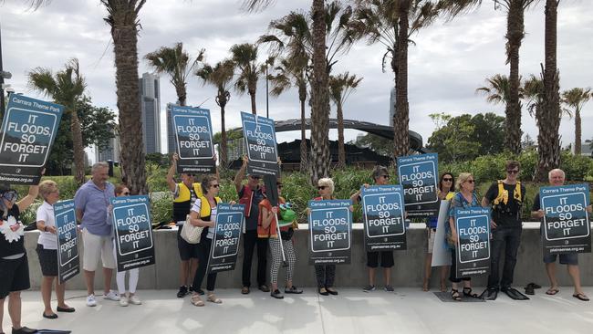 Protest outside Gold Coast City Council over the Songcheng theme park. Picture. Andrew Potts.