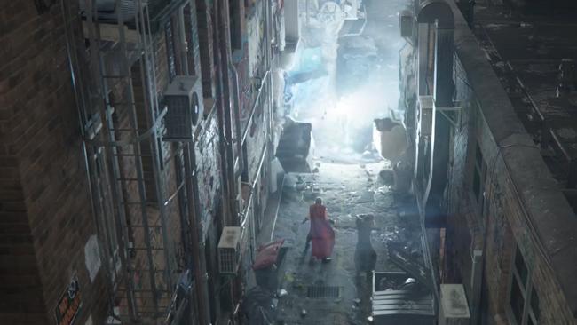 A scene from the Thor: Ragnarok trailer filmed in an alleyway in the Brisbane CBD. Picture: Marvel.