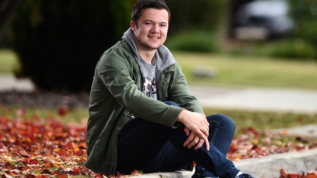 Jason Byrne, 20, in front of his Woodcroft home. Picture: Tom Huntley