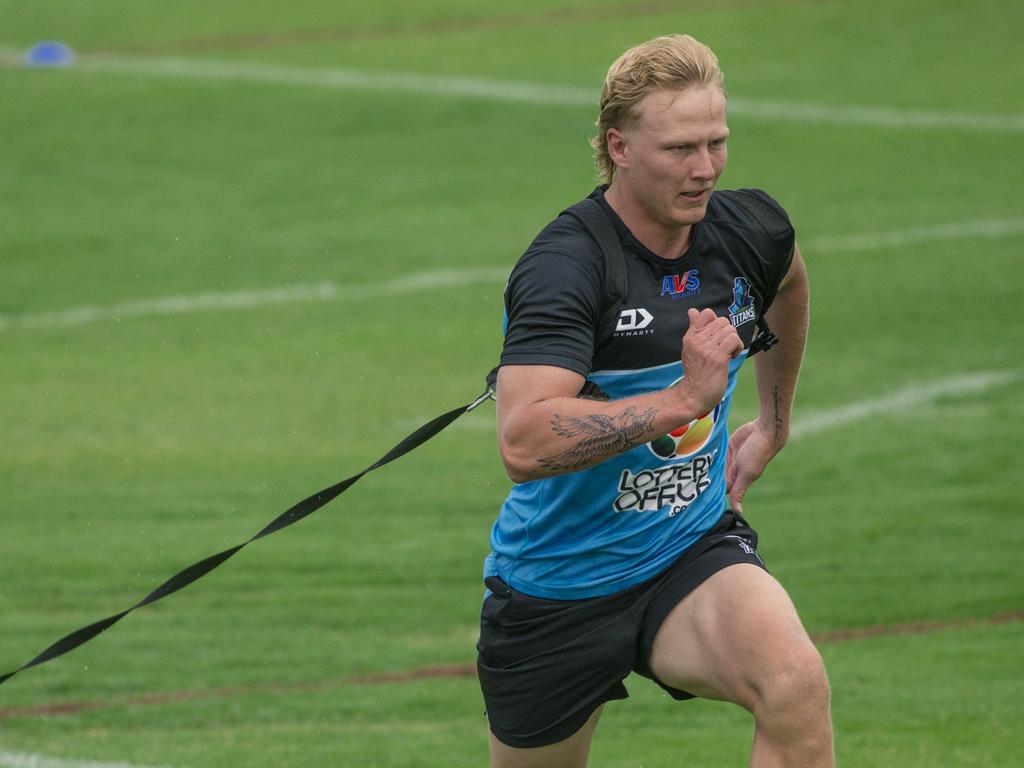 Carter Gordon has been ruled out of the Titans pre-season trials after suffering a back injury. Picture: Glenn Campbell