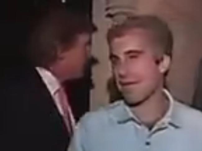 One video shows Trump welcoming Epstein at a party with a throng football cheerleaders  attending in 1992.