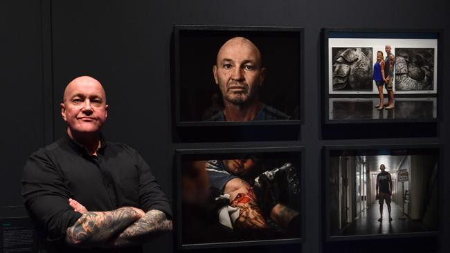 BEST PHOTOGRAPHS 2022. Evan Morgan. Townsville veteran, artist and tattooist Rob Douma did some of the tattoos featured in the travelling exhibition Ink in the Lines at the Museum of Tropical Queensland. Picture: Evan Morgan