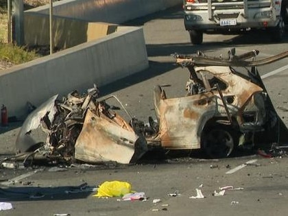 The driver of a Toyota RAV4 involved in a catastrophic crash that killed four people — including a mother and daughter — made a “conscious decision” to travel on the wrong side of a major Perth highway moments before they slammed into a taxi, police believe. Picture: 7News