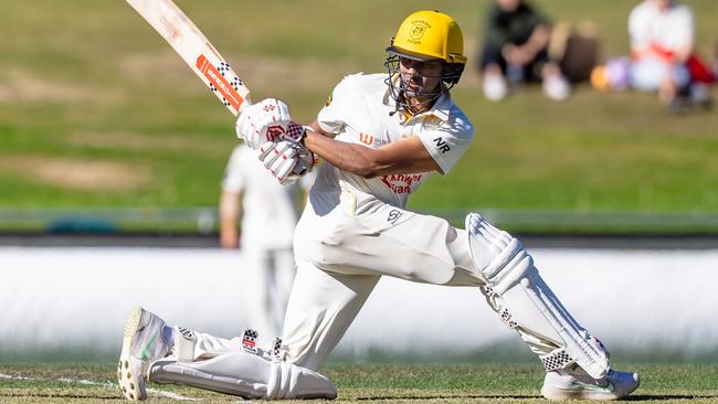 Cricket Tasmania Premier League Mens 3 day Grand Final. Saturday 23rd March 2024. Batting opener Nivethan Radhakrishnan was impressive for Kingborough. Picture: Linda Higginson