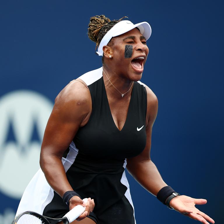 Serena Williams reacts after winning a point against Nuria Parrizas Diaz in Toronto. (Photo by Vaughn Ridley/Getty Images)