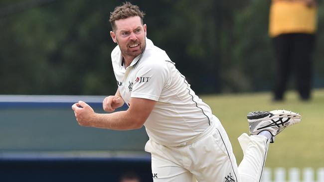 Spinner Jon Holland ripped through the NSW top order in Victoria’s Sheffield Shield match against NSW. Picture: AAP 