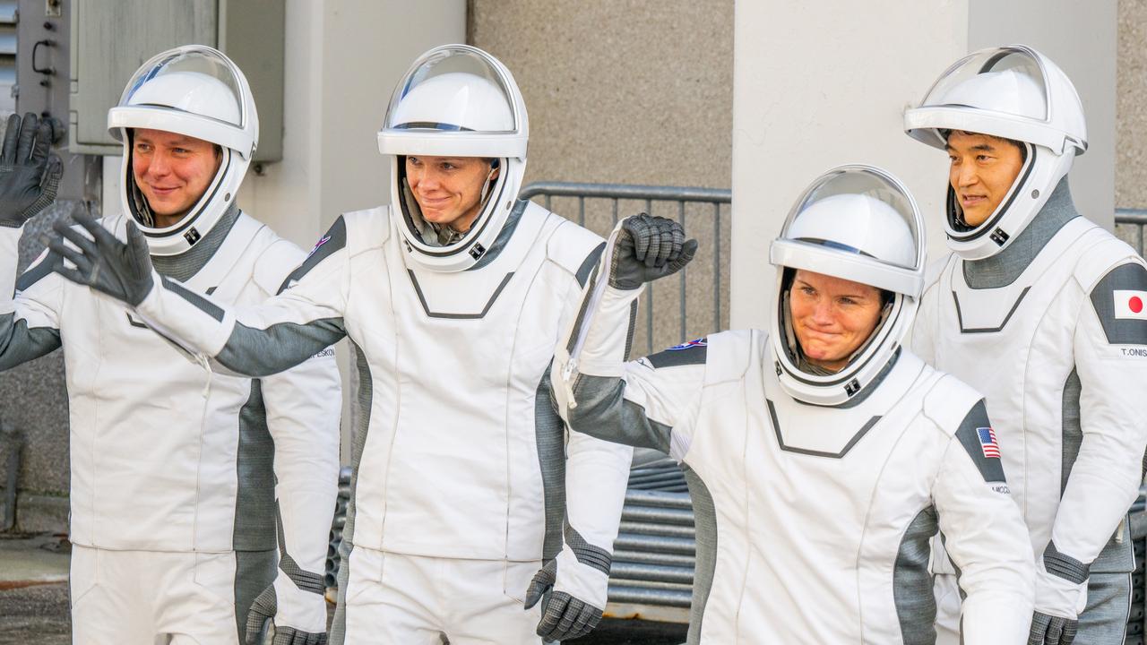 NASA astronauts Anne McClain and Nichole Ayers, Japanese astronaut Takuya Onishi and Russian cosmonaut Kirill Peskov, known at Crew-10. Picture: Brandon Bell/Getty Images