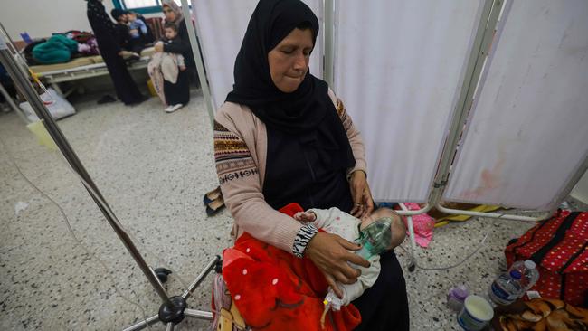 Palestinian children suffering from malnutrition receive treatment in Rafah in the southern Gaza Strip where the majority of hospitals are non-functioning. Picture: AFP