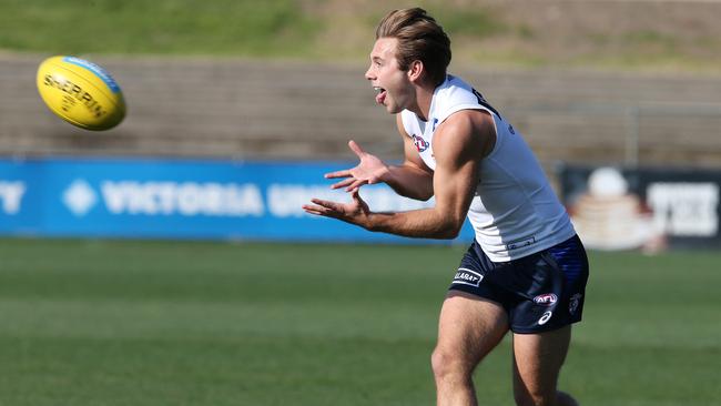 Western Bulldogs at Whitten Oval... Caleb Daniel marks . Pic: Michael Klein.