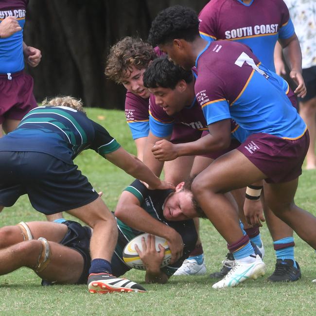 QLD Rugby Union State Championships (17-18 years boys) at the Townsville Sports Precinct. Friday May 23. South Coast against Metro North. Picture: Evan Morgan