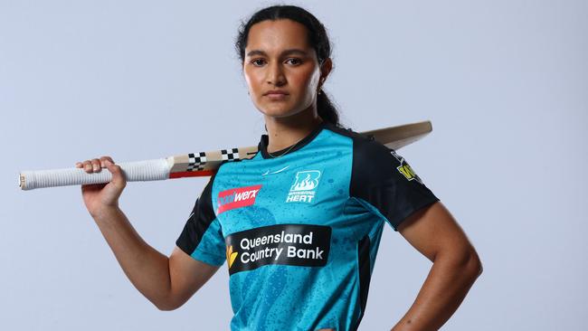 Sianna Ginger poses during a Brisbane Heat 2024-25 WBBL Headshots Session at National Cricket Centre on July 03, 2024 in Brisbane, Australia. (Photo by Chris Hyde/Getty Images for Cricket Australia)